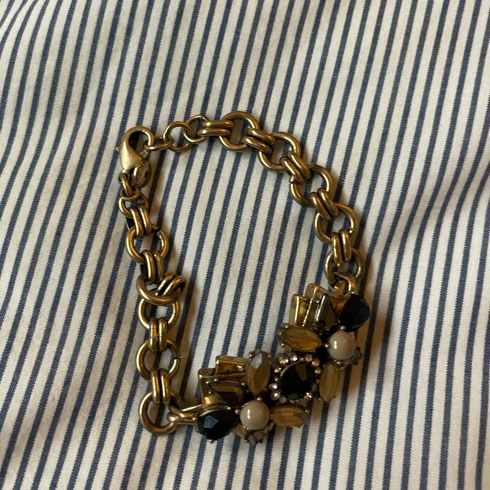 VINTAGE J.Crew Gold Rhinestone Bracelet - Picture 5 of 9